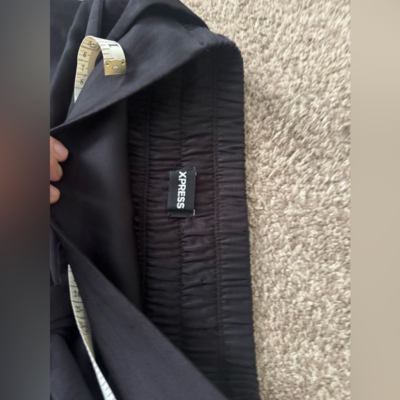 Express High Waisted Sash Waist Wide Leg Pant - Satin Material - Picture 6 of 6